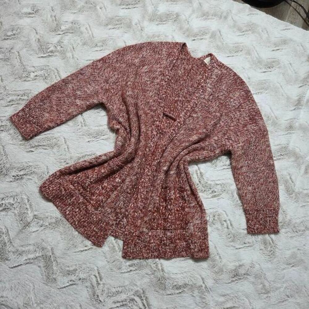 Universal thread marled yarn open front knit cardigan